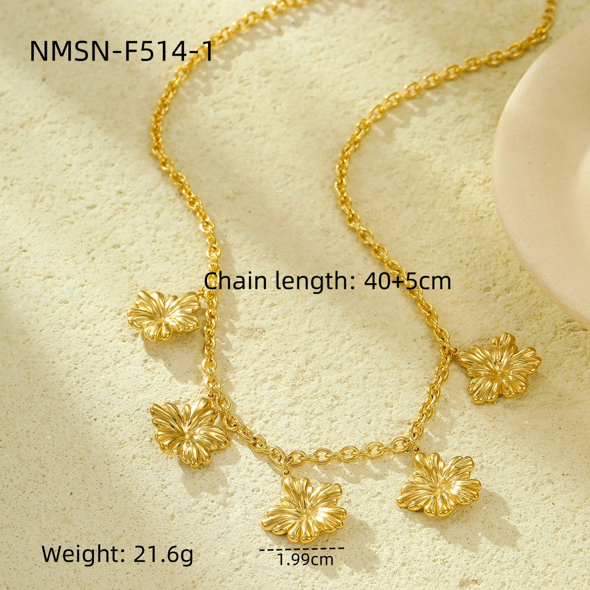 Collar minimalista con colgante de pétalo irregular para mujer en acero inoxidable con acabado galvanizado