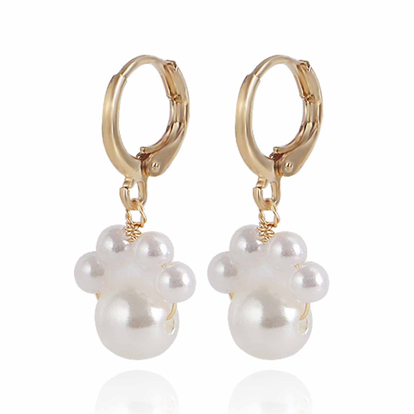 Vintage-Style Geometric Alloy Dog Paw Print Earrings with Electroplated Finish for Women