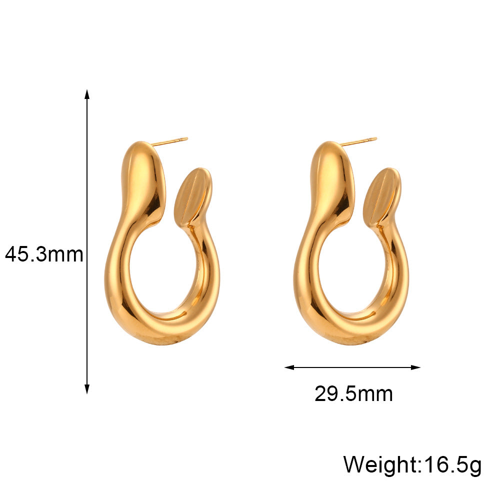 Minimalist Geometric Stainless Steel Hoop Earrings with Plated Finish for Women
