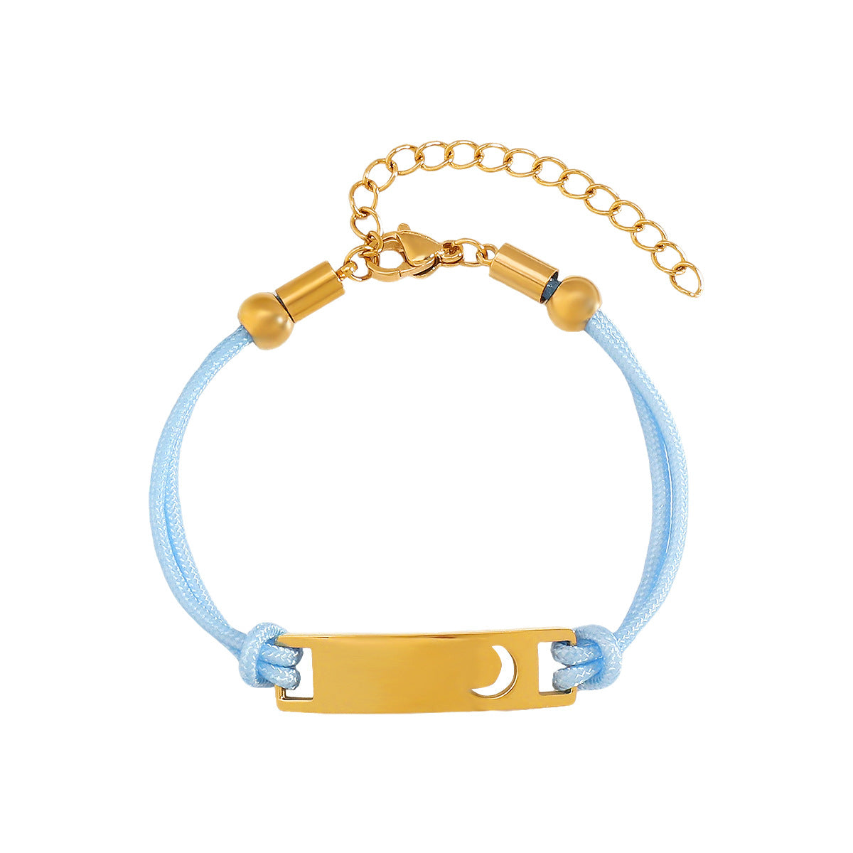 Bracciale personalizzato in acciaio inossidabile con luna cava e cuore, con cordino colorato, da donna