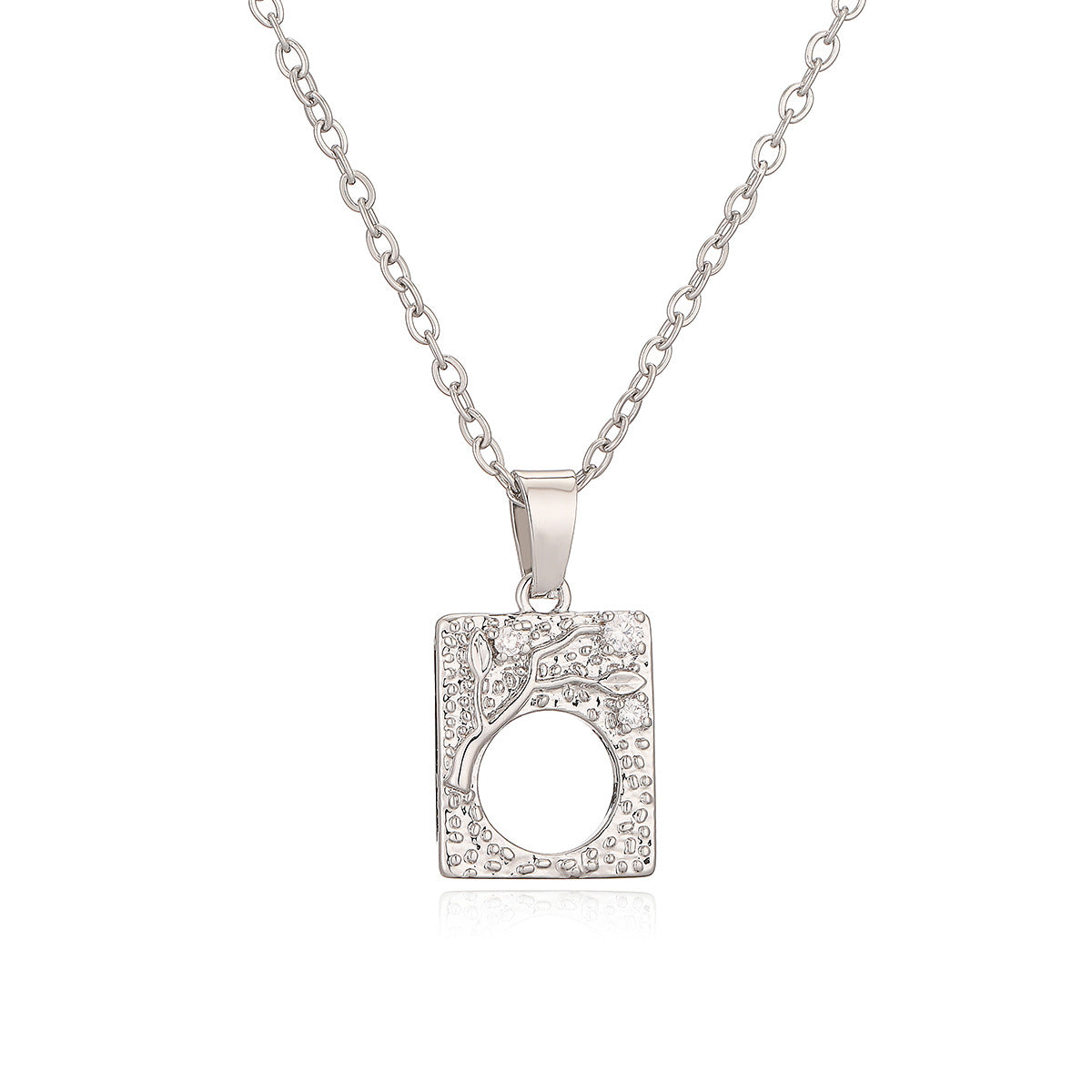 Minimalist Geometric Pendant Necklace for Women with Copper Base Plated in Real Gold and Zircon Inlay