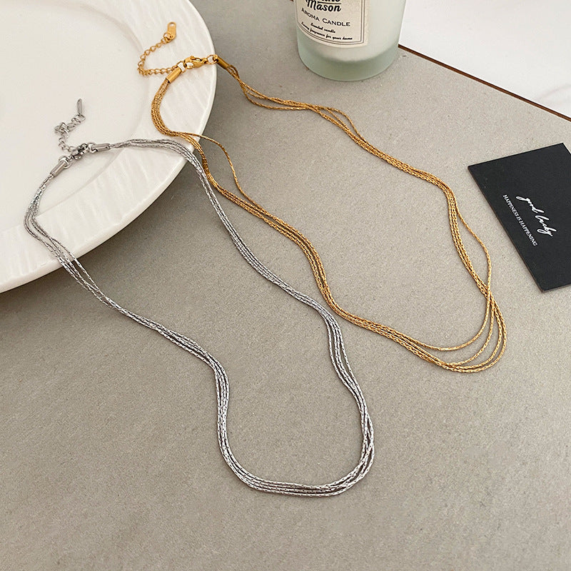 Hip-hop Minimalist Geometric Titanium Steel Plated Snake Chain Necklace for Unisex