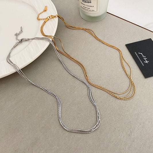 Hip-hop Minimalist Geometric Titanium Steel Plated Snake Chain Necklace for Unisex