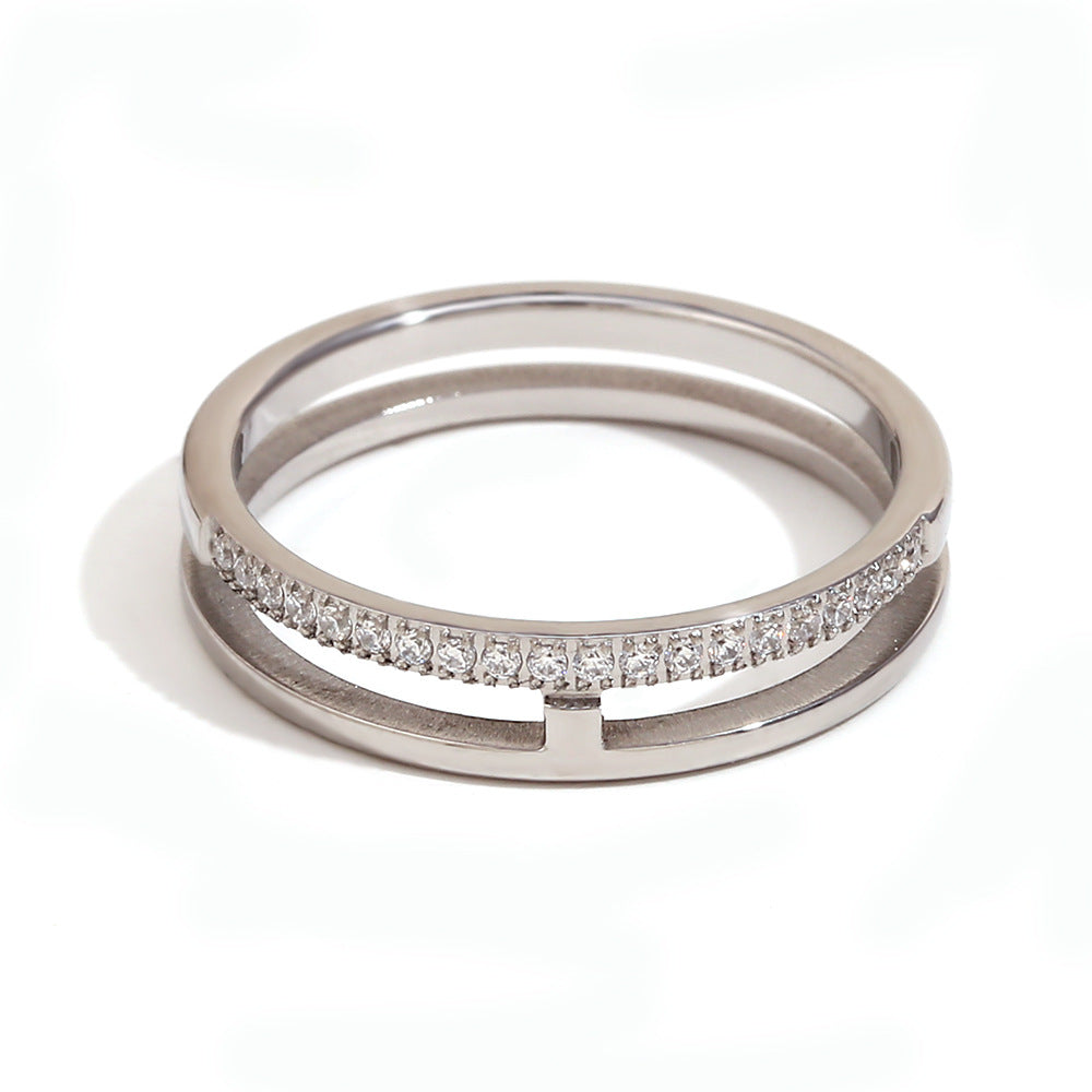Anello geometrico minimalista da donna in acciaio inossidabile placcato oro 18 carati