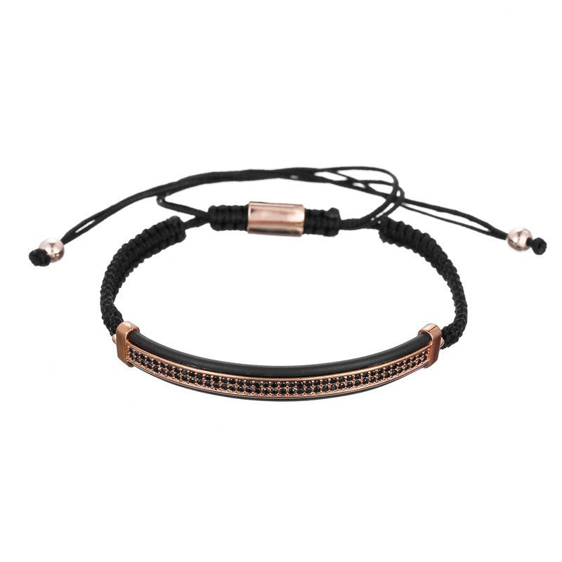 Minimalist Hip-hop Handmade Brass Micro-inlaid Cubic Zirconia Moon Geometric Bracelet