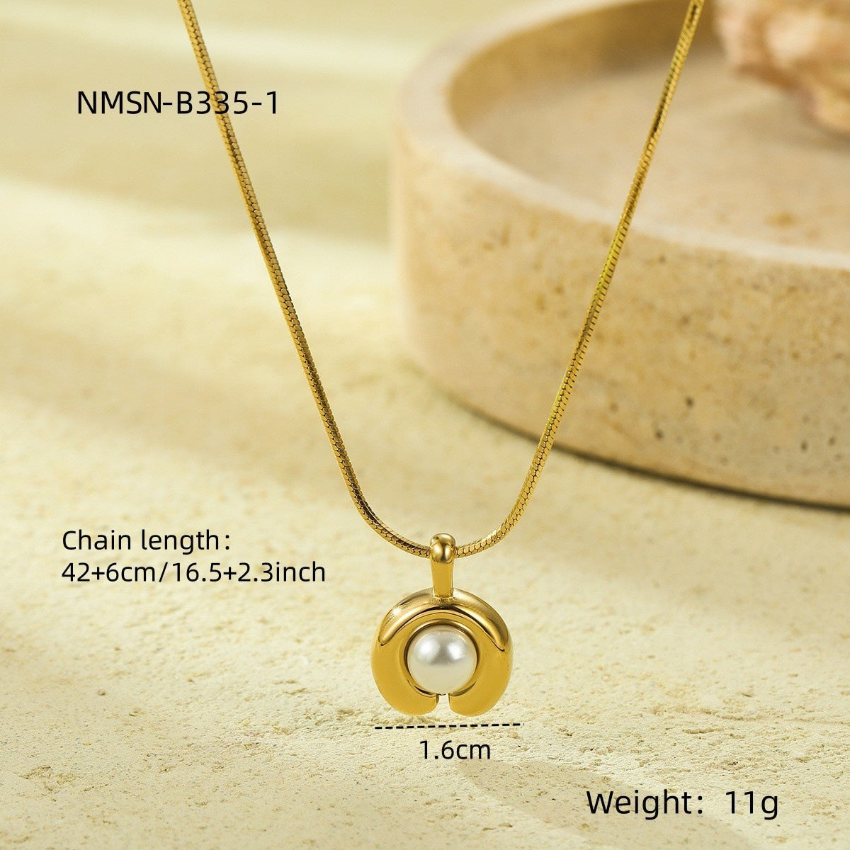 Collana con Pendente Elegante Minimalista con Perla da Donna, Catena a Serpente in Acciaio Inossidabile con Finitura Placcata