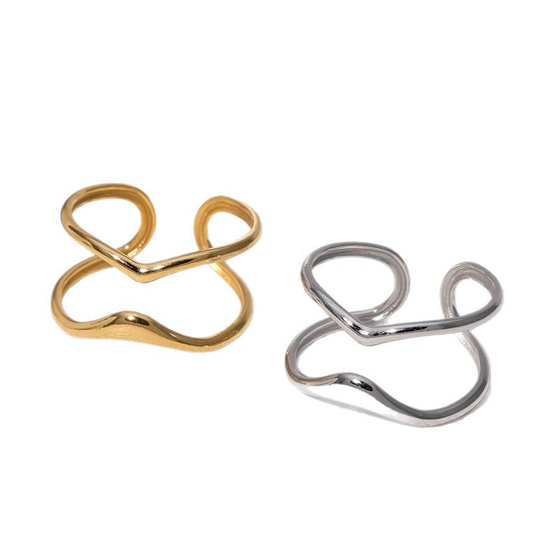 Anello Aperto Regolabile da Donna in Acciaio Inossidabile Geometrico Minimalista Placcato Oro