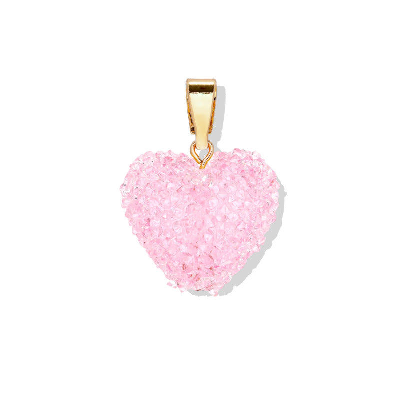 Colorful Heart Plated Stainless Steel Charm Bar Necklace for Women