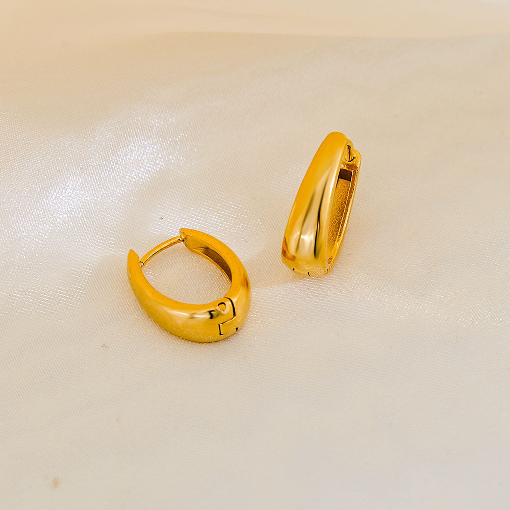 Orecchini a clip minimalisti ovali in acciaio inossidabile con finitura placcata per donna