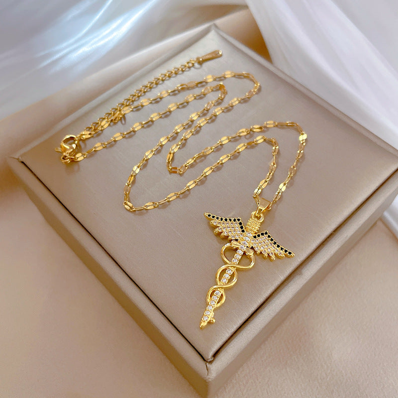Collar de lujo de acero de titanio con mariposas y diseño geométrico para mujer, fiesta, cadena para la clavícula
