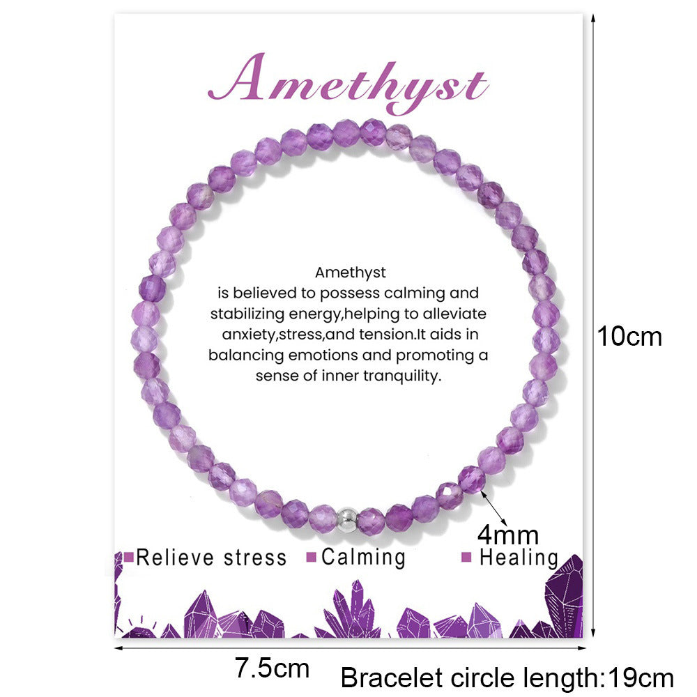 Geometric Natural Crystal Beaded Bracelet Set with Stainless Steel Silver Beads