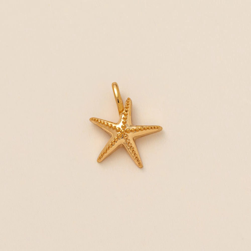 Luxury Casual Geometric Animal Brass Plated Pendant Necklace with Sea Star and Shell Elements for Unisex