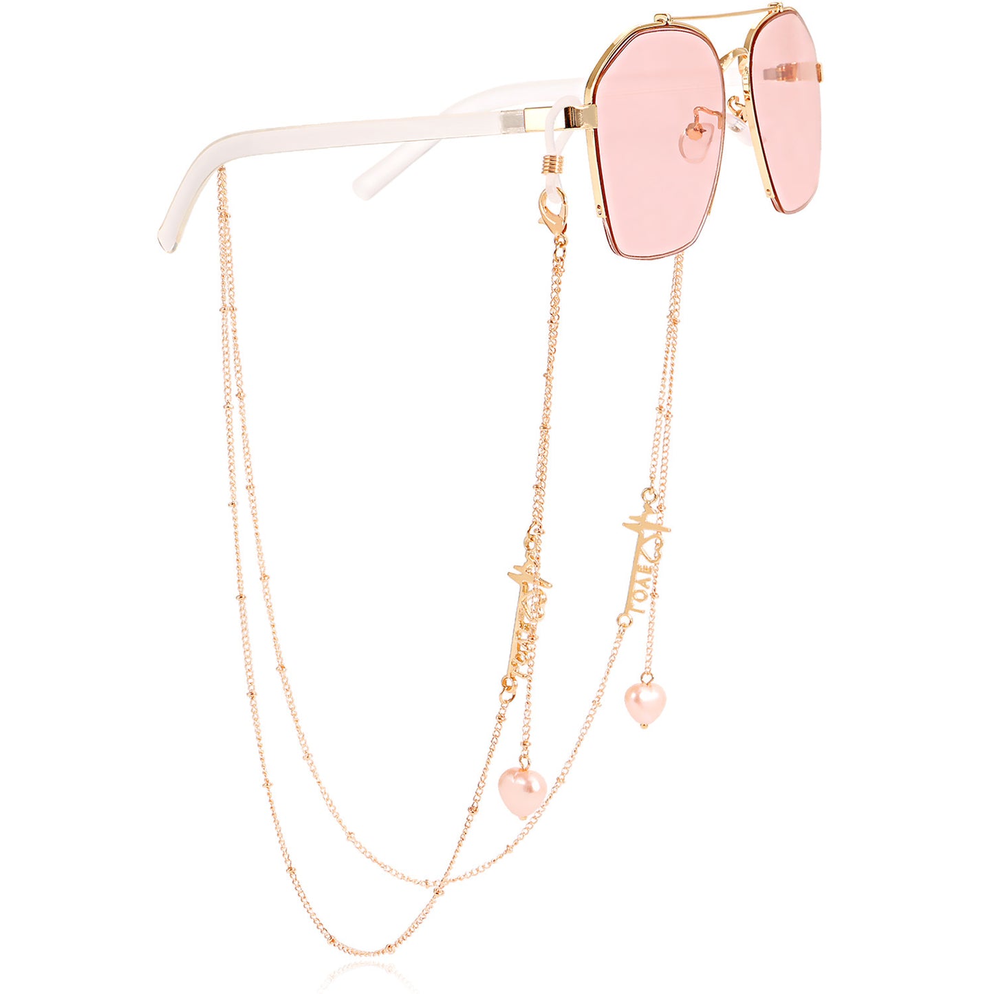 Gemstone Inlaid Alloy Mask and Glasses Chain