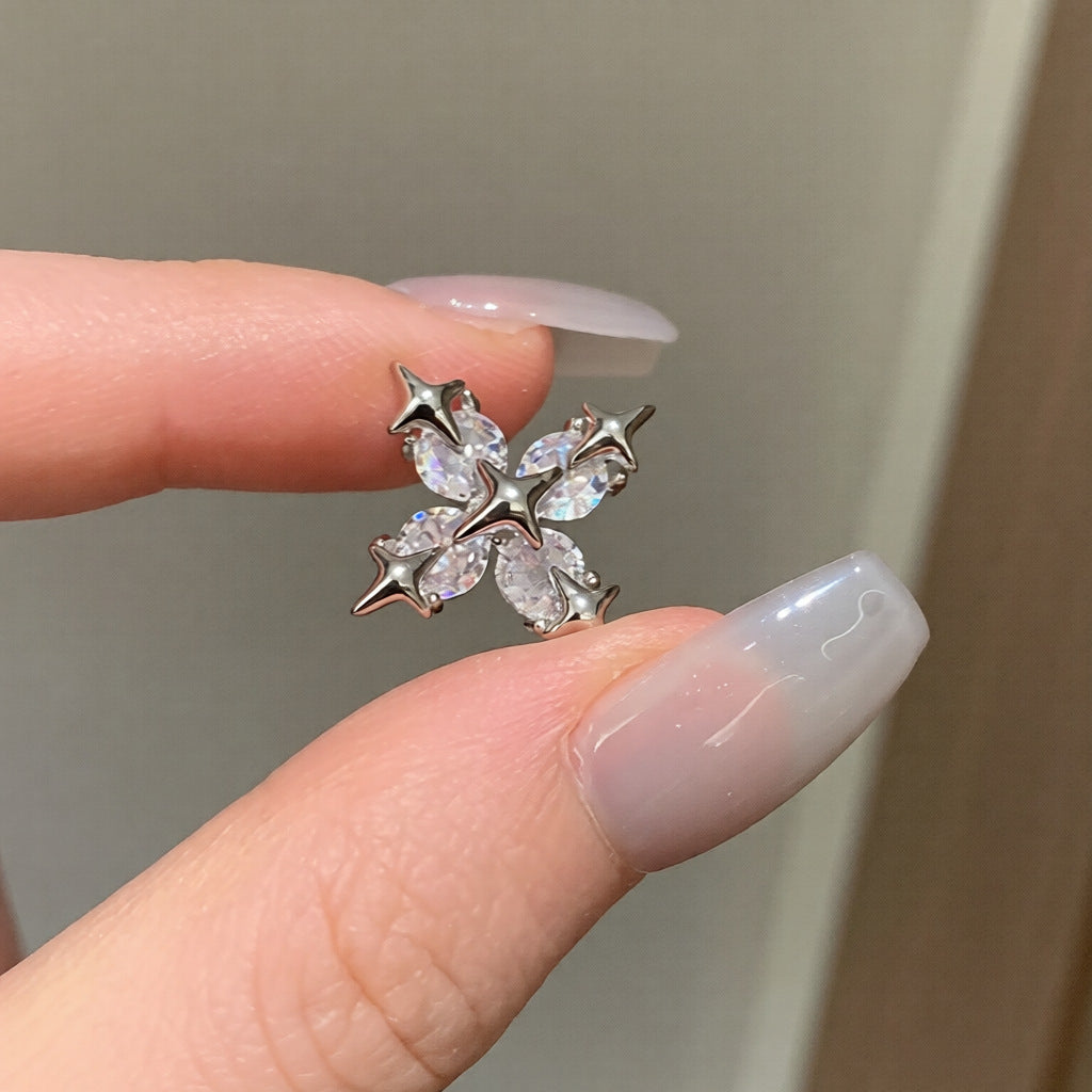 Orecchini a croce da donna eleganti e dolci, orecchini geometrici in rame con intarsio di zirconi