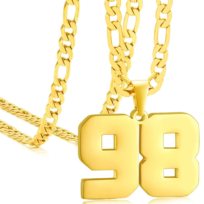 Minimalist Numeric Pendant Necklace for Men and Women Stainless Steel Chain with Polished Titanium Steel Charm