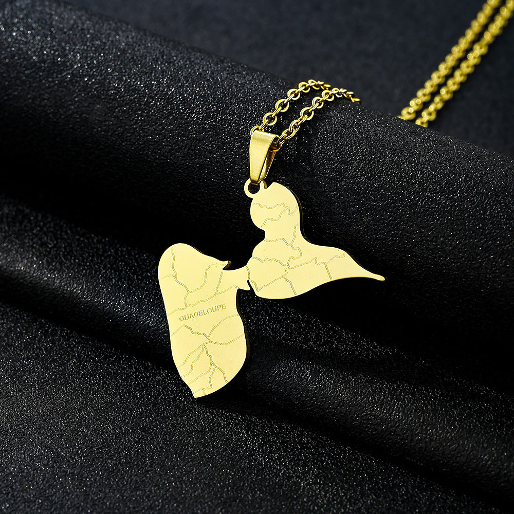 Collar minimalista con forma de pétalo de acero de titanio con acabado chapado y cadena tipo O para uso unisex