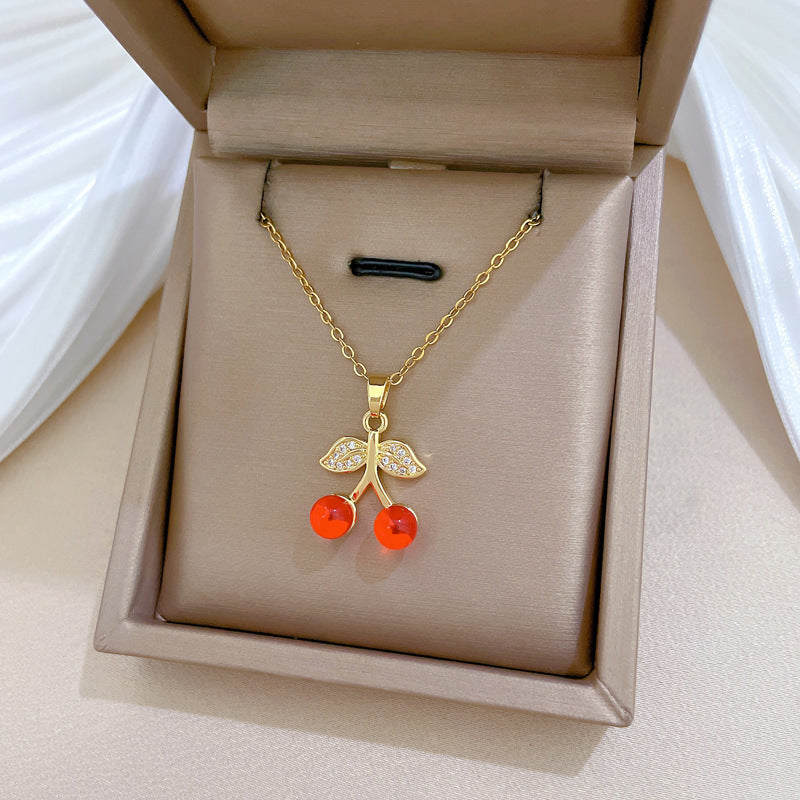 Collana con ciondolo in zircone geometrico, fresca e lussuosa, in acciaio inossidabile, unisex