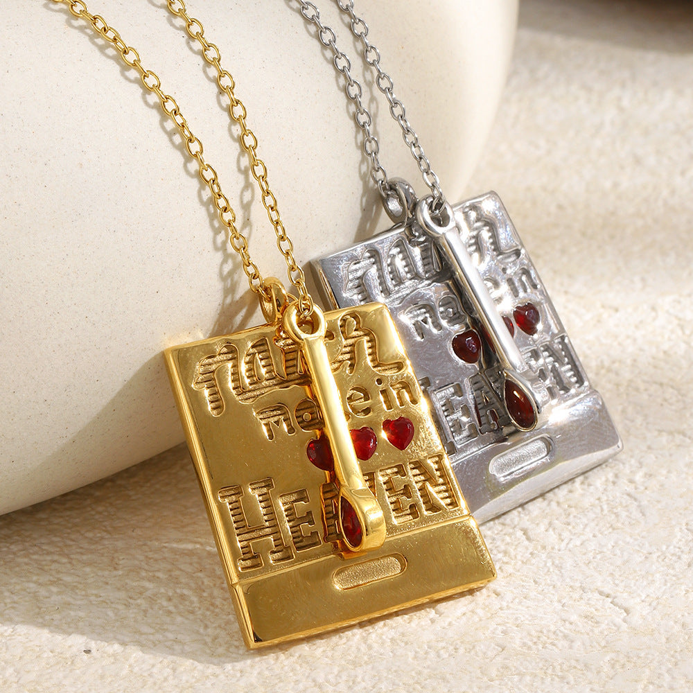 Luxury 18K Gold Plated Square Geometric Stainless Steel Pendant Necklace for Women