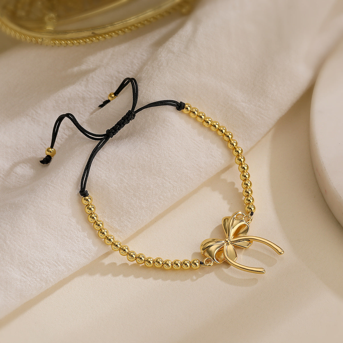 Minimalist Bowknot Shaped Copper Bracelet with Micro-Paved Zirconia for Women