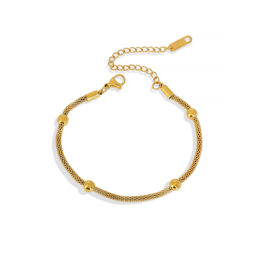 INS Style Geometric and Letter-Shaped Titanium Steel Stainless Steel Bracelet with 18K Gold Plating for Couples