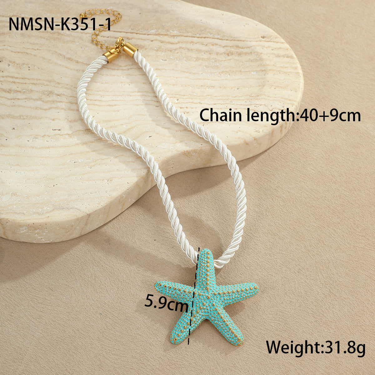 Collana con pendente a forma di stella marina alla moda a tema oceano in acciaio inossidabile con finitura placcata da donna