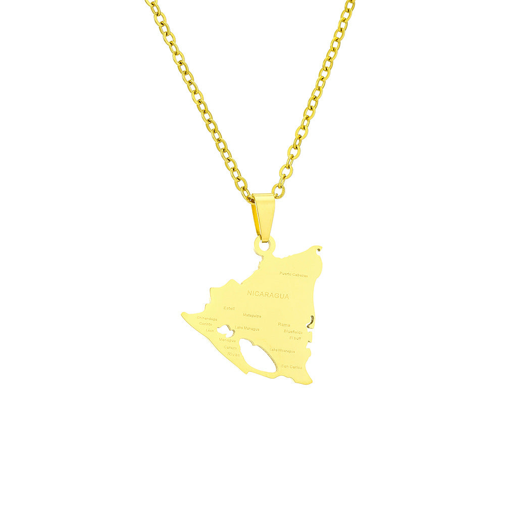 Collar Pendiente Geométrico Minimalista de Moda en Acero de Titanio con Acabado Chapado para Unisex, Estilo Cadena O