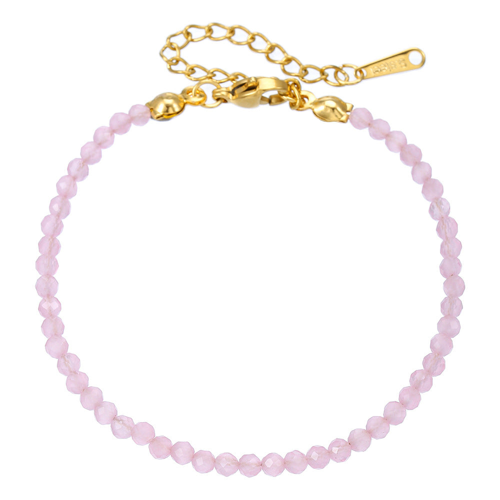 Fashion Geometric Crystal Glass Bead Stainless Steel Bracelet Unisex