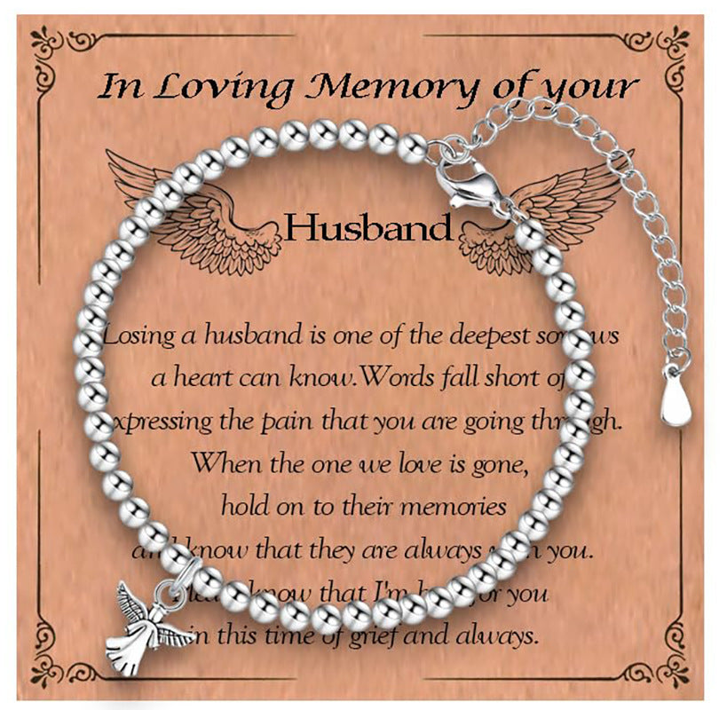 Minimalist Stainless Steel Ball Chain Bracelet with Angel Wing Pendant Adjustable Beaded Bracelet for Women