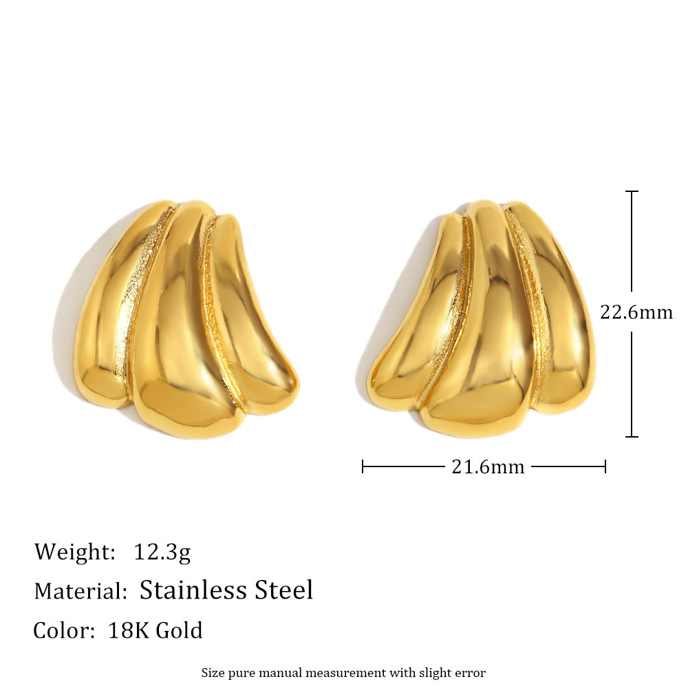 Orecchini da donna in acciaio inossidabile placcato oro 18 carati a forma di zucca, stile minimalista vintage