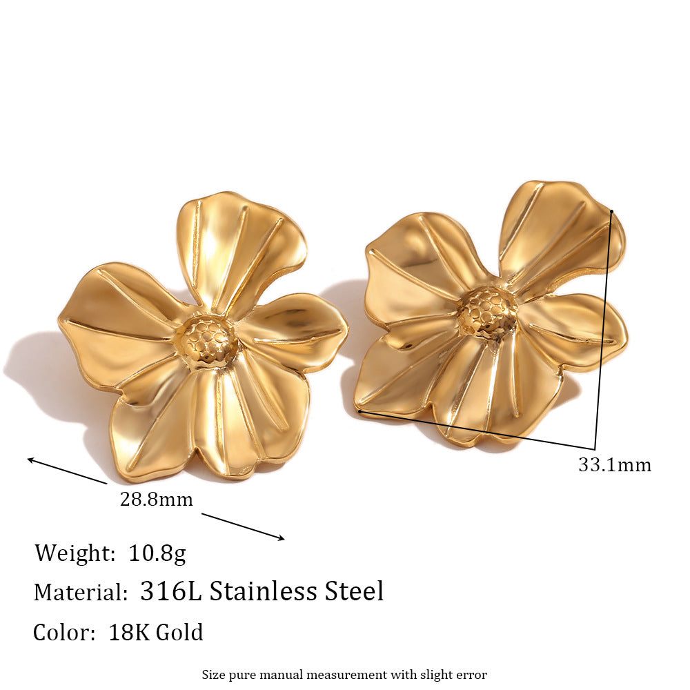 Orecchini da donna in acciaio inossidabile placcato oro 18K, design a mezzaluna vuota, ispirazione geometrica francese vintage