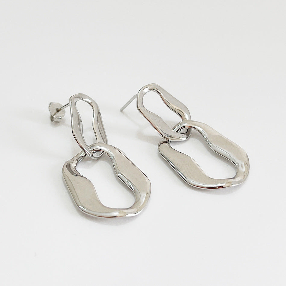 Orecchini larghi a cuore geometrico minimalisti in argento sterling 925