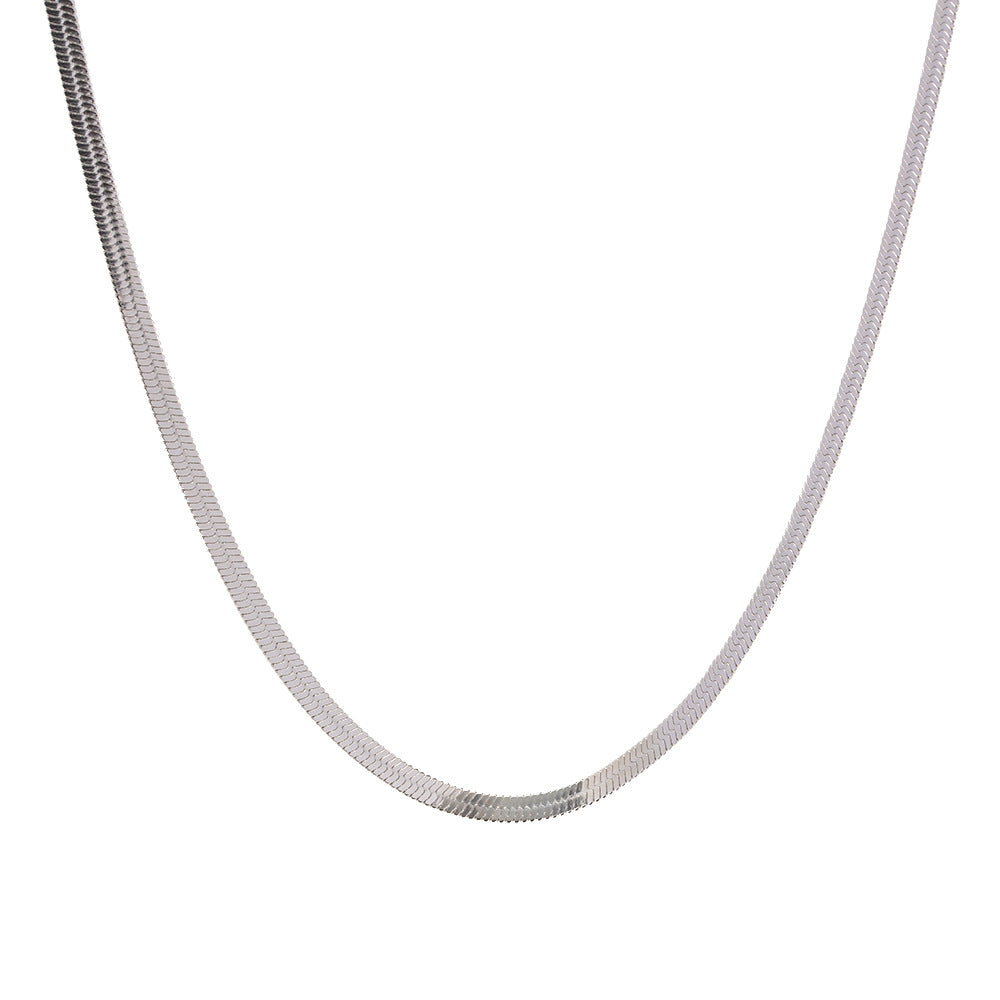 Collar de cadena de serpiente de acero inoxidable geométrico para mujer con colgante de acero de titanio y acabado chapado