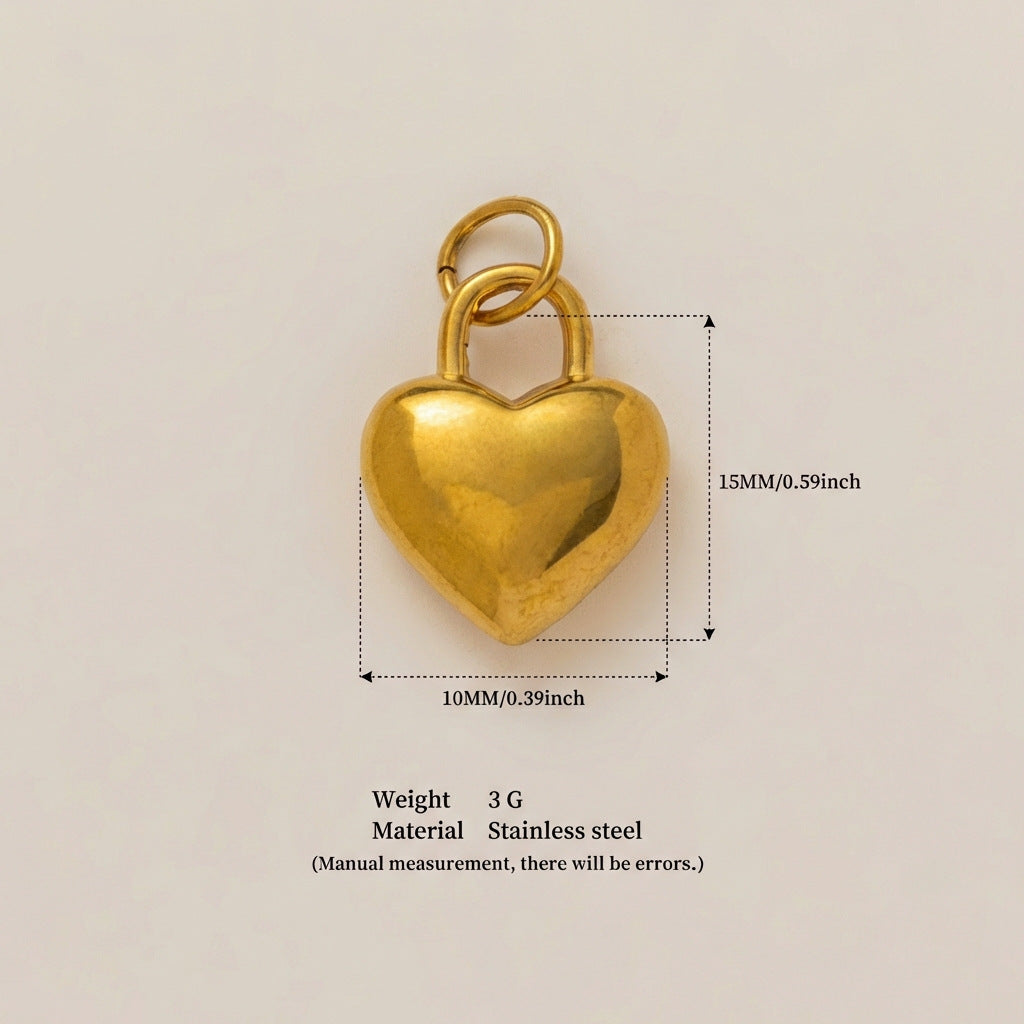 Vintage 18K Gold Plated Stainless Steel Heart Geometric Pendant Necklace with Cubic Zirconia Inlay DIY Charm Bar