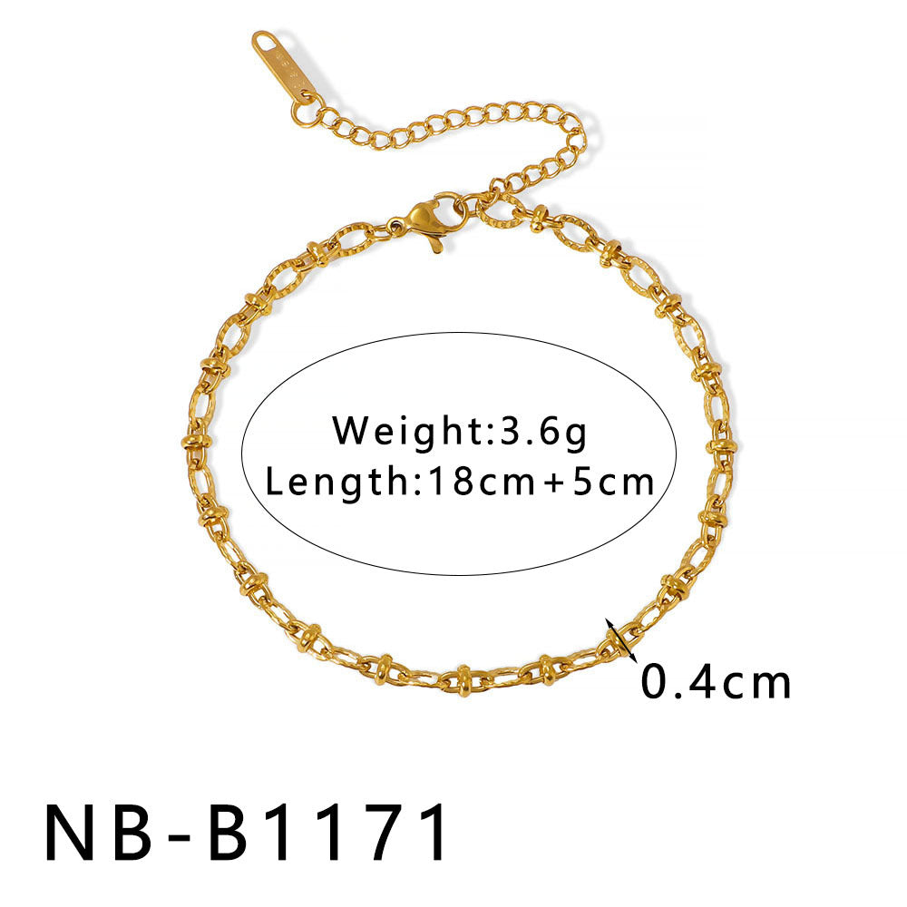 INS Style Geometric and Letter-Shaped Titanium Steel Stainless Steel Bracelet with 18K Gold Plating for Couples