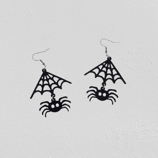 Pendientes acrílicos de telaraña y araña grande con forma de insecto para mujer, temáticos de Halloween