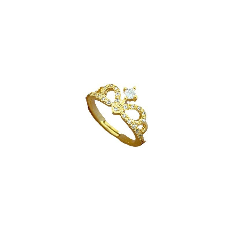Adjustable Crown-Style Ring Minimalist Japanese-Inspired Women's Finger Ring