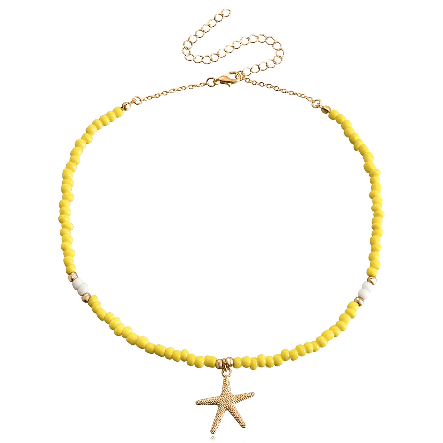 Bohemian Style Large Beaded Necklace for Women with Star Charms and Geometric Design in Alloy with Plated Finish