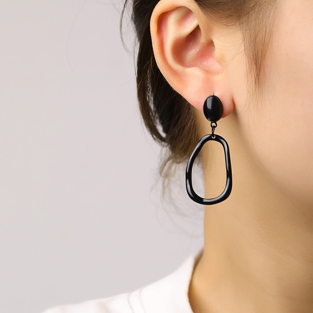 Minimalist Colorful Geometric Alloy Plated Drop Earrings for Women