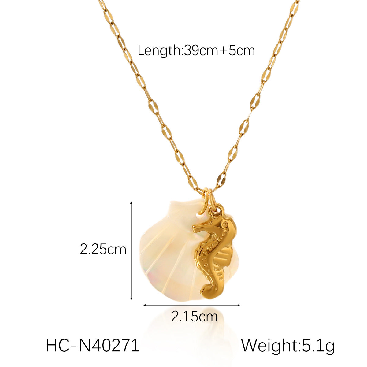 Collana da donna con ciondolo a stella marina, cavalluccio marino e conchiglia in acciaio inossidabile placcato oro 18 carati stile Ins