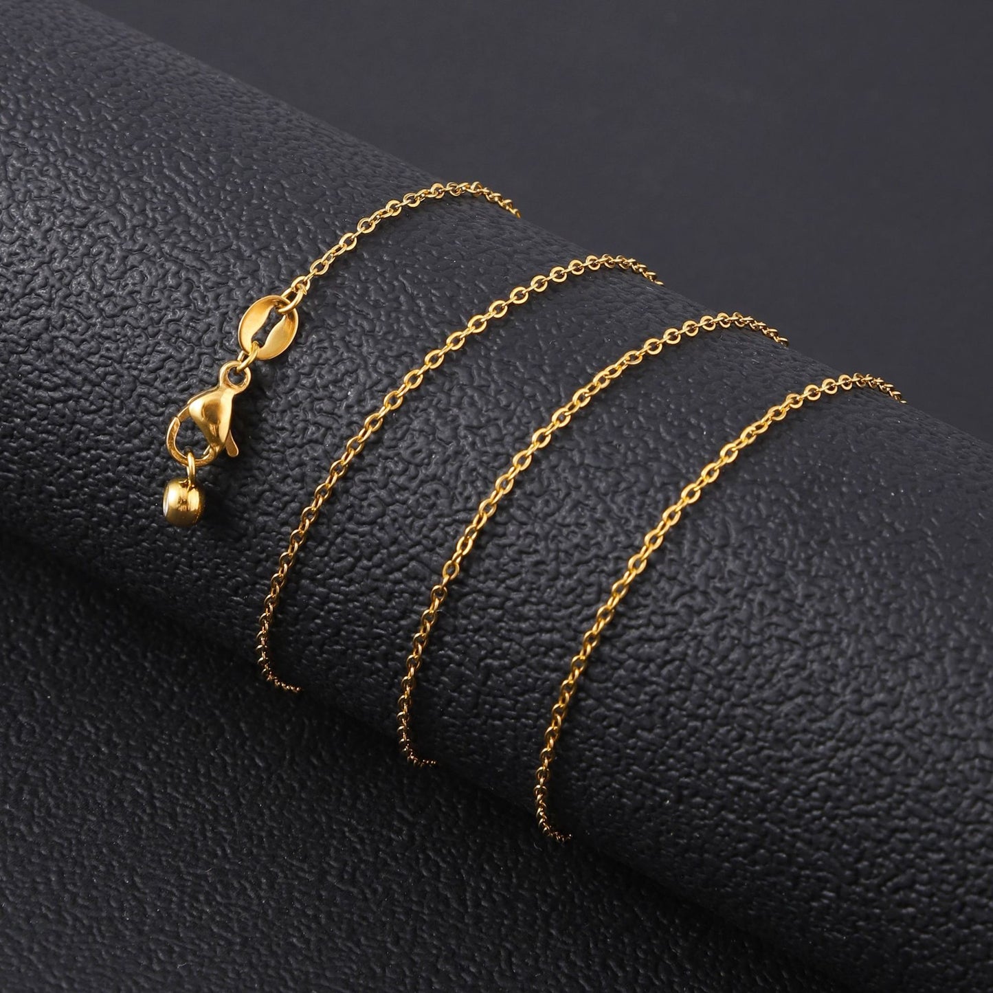 Gold Plated Brass Letter Pendant Stainless Steel Box Chain Necklace Charm Bar