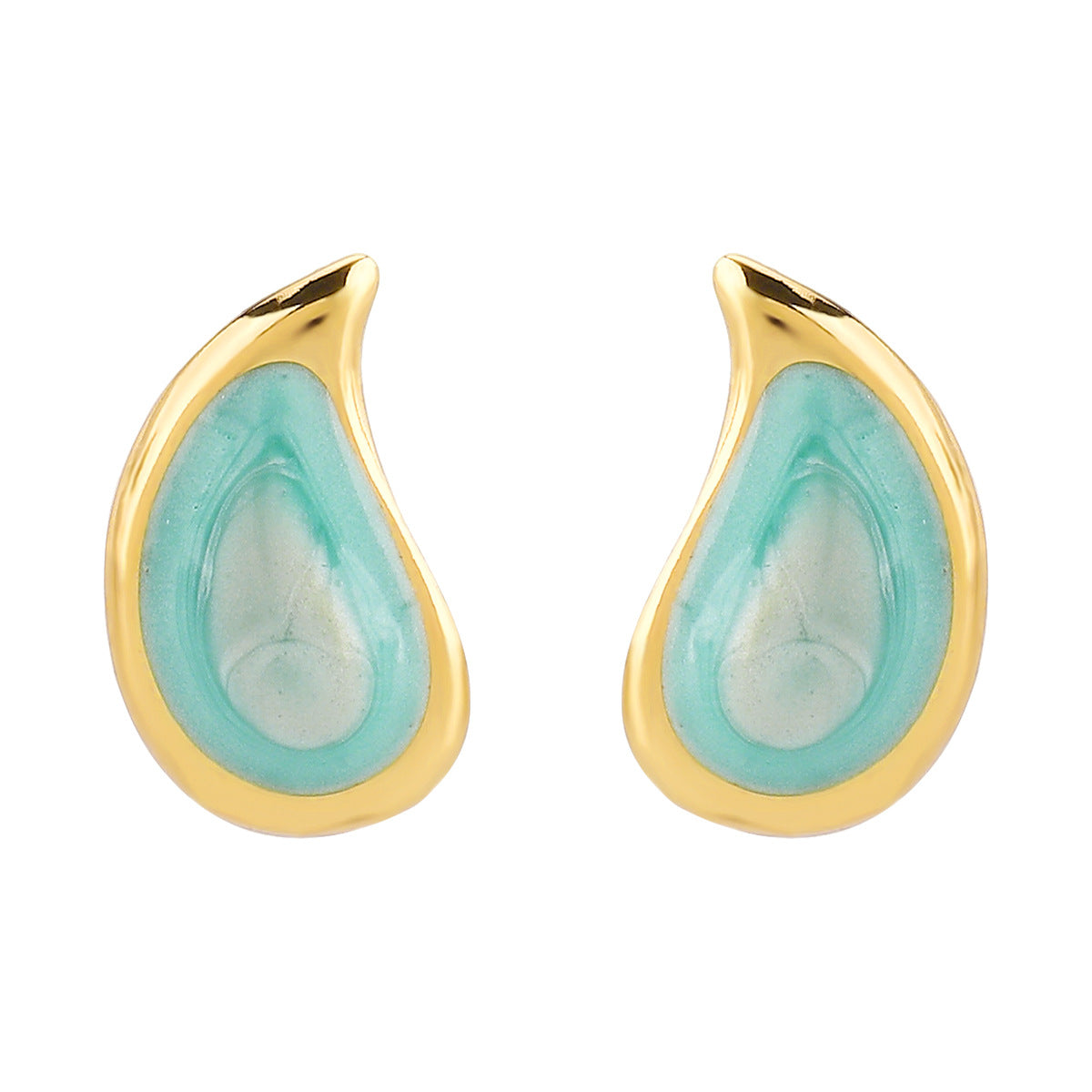Pendientes de tuerca de acero inoxidable con forma de lágrima de esmalte vintage para mujer con estética retro artística