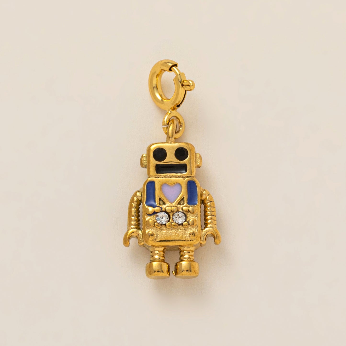 Vintage Gold Plated Stainless Steel Ceramic Moon Astronaut Charm Bar