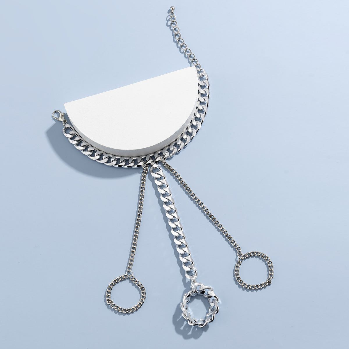 Streetwear Hip-hop Metal Chain Ring Bracelet for Women