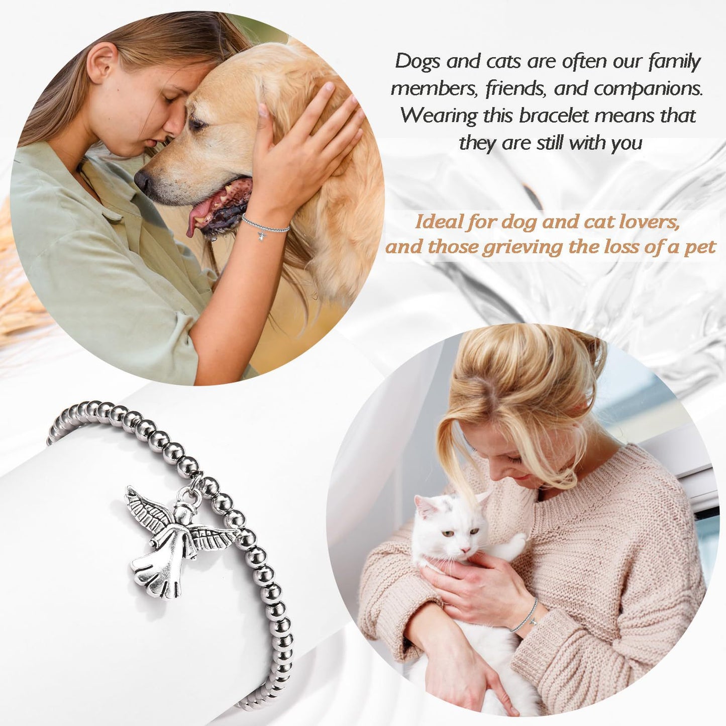 Minimalist Stainless Steel Ball Chain Bracelet with Angel Wing Pendant Adjustable Beaded Bracelet for Women