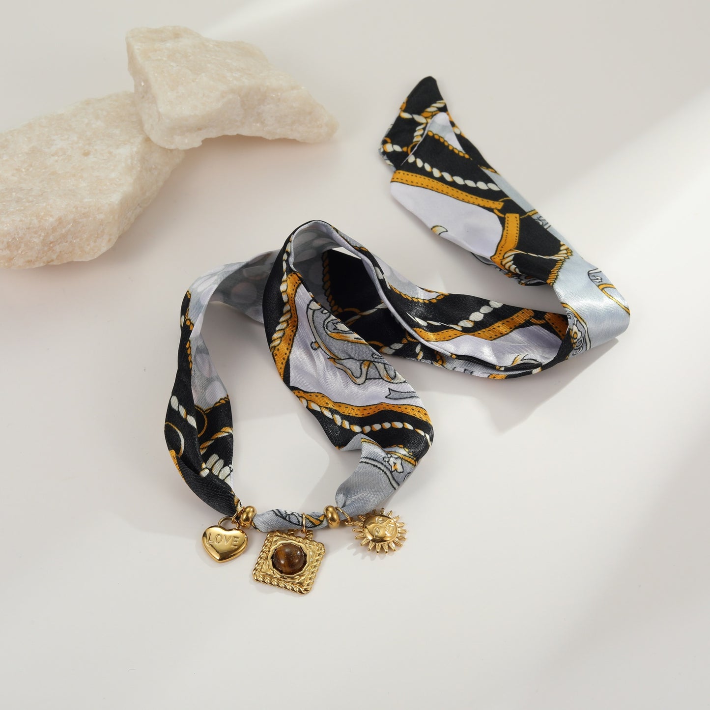 Vintage-Inspired Geometric Tiger Eye Pendant Necklace in Stainless Steel with Plated Finish for Women