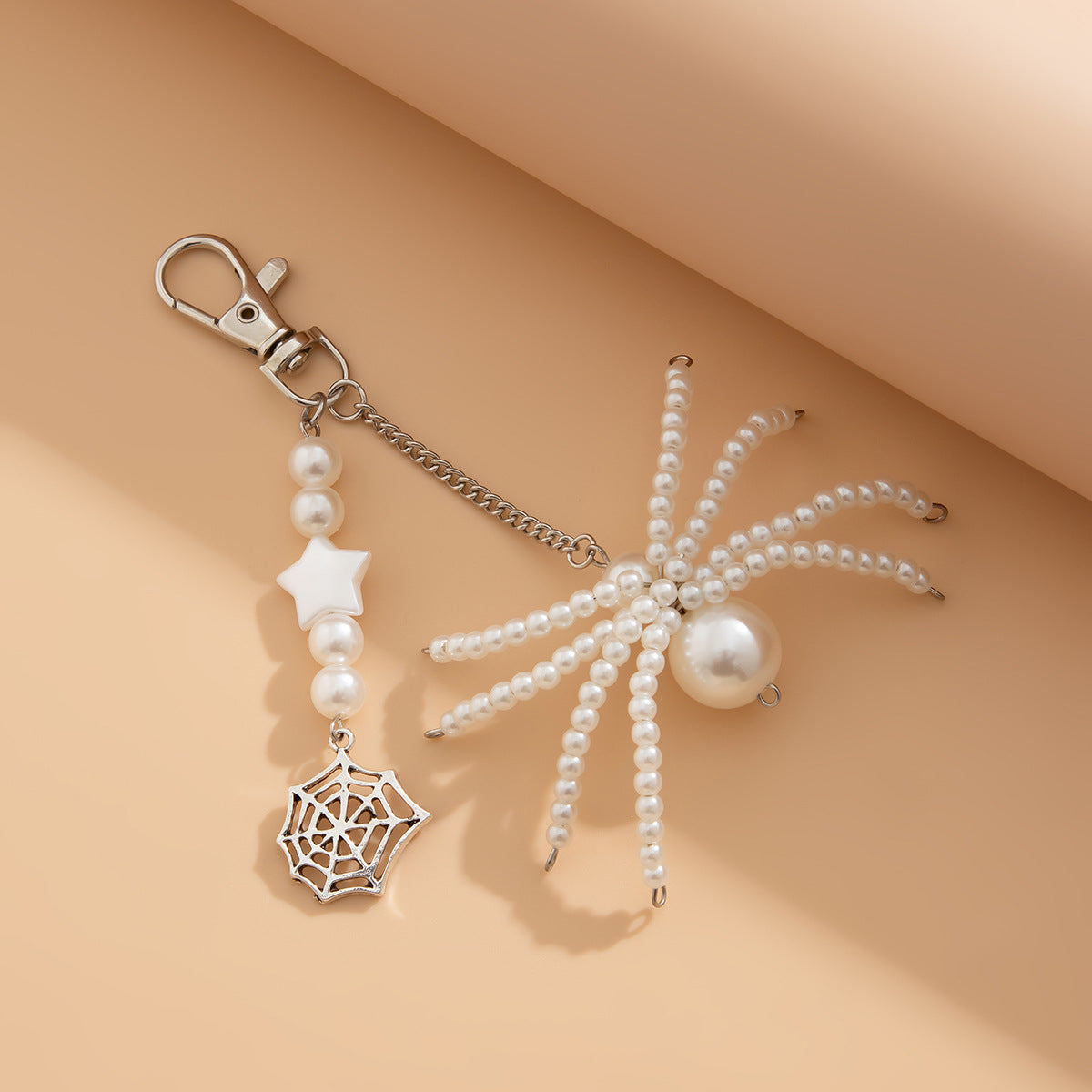 Gothic Streetwear Plated Crystal Keychain Set with Pearl Sunflower Star Moon Charms