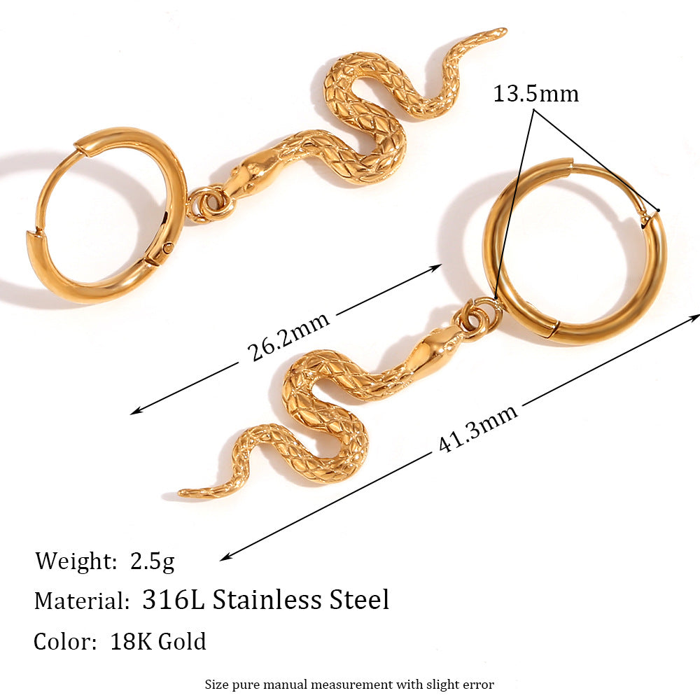 Orecchini a clip vuoti geometrici vintage in acciaio inossidabile placcati oro 18 carati da donna