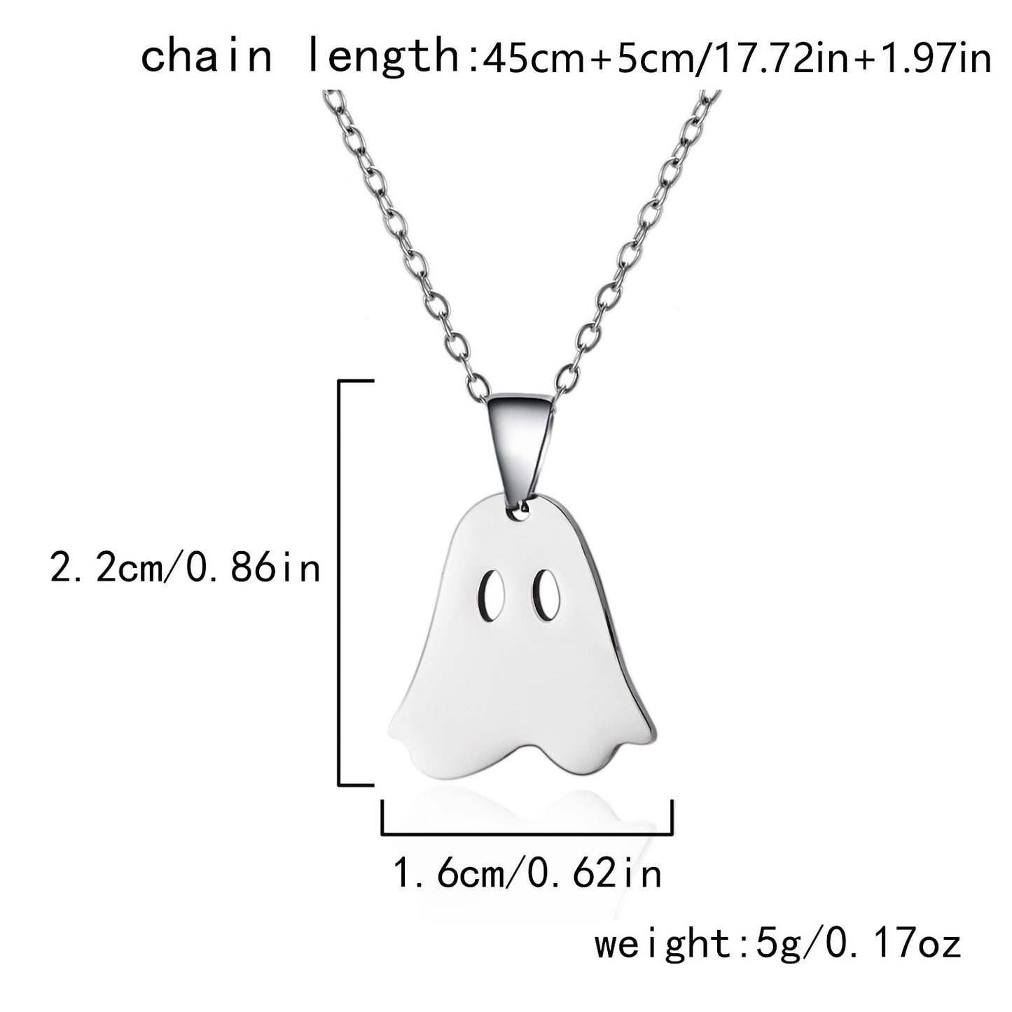 Collar con colgante de fantasma de Halloween con cadena de acero inoxidable, diseño de calabaza y calavera galvanizado, accesorio de moda unisex