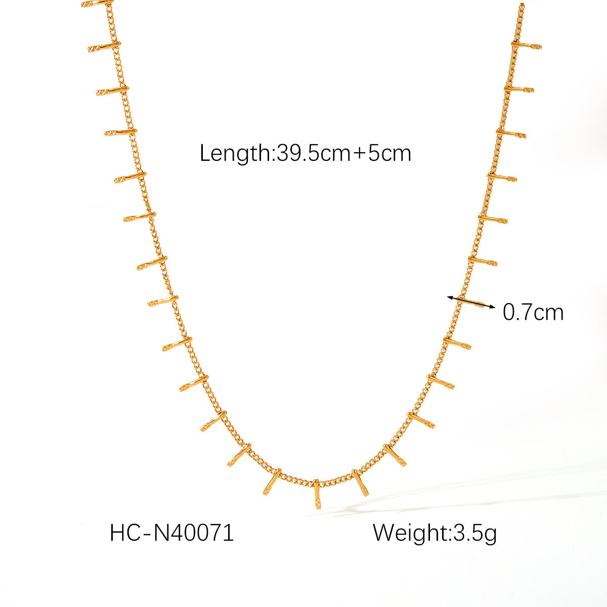Collana Minimalista da Donna con Nappa a Onda in Acciaio Inossidabile Placcato Oro 18K