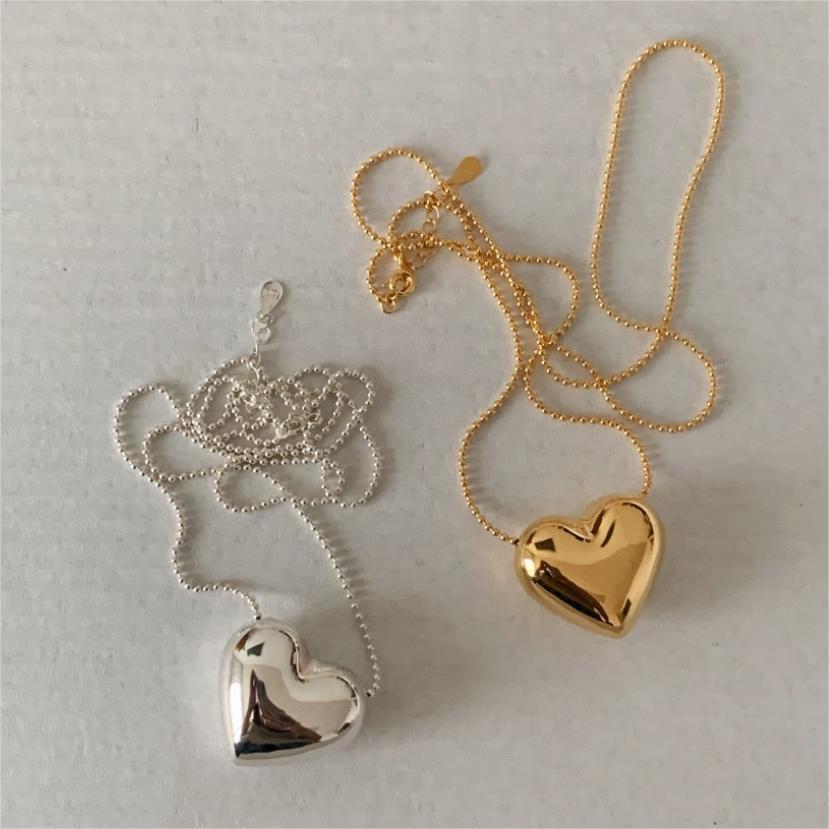 Collar minimalista con colgante de corazón en plata de ley 925 con cadena trenzada
